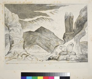 El círculo de los falsificadores: Dante y Virgilio cubriéndose la nariz por el hedor, Infierno, Canto XXIX, ilustración de la 